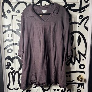 Embellish L/XL Grey Purple Tunic Dress linen